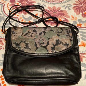 BRUNO MAGLI Made in Italy Black Should Purse Painted  Floral Flap